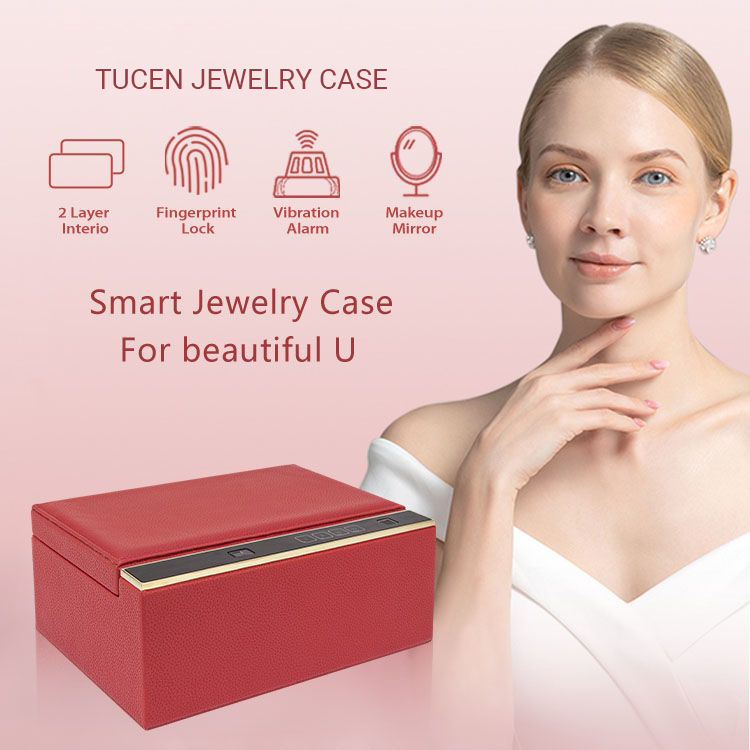 High Grade Fingerprint Access Leather Luxury Custom Jewelry Storage Box