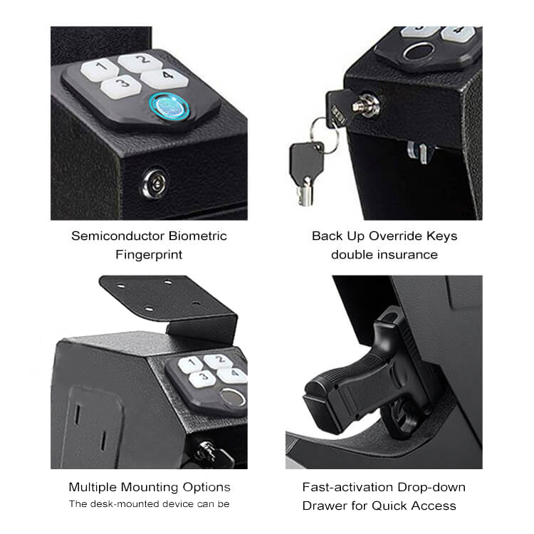 QV0101E SafeTucen Quick Access Handgun Biometric Fingerprint Under Desk Safe Box