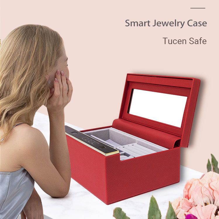 High Grade Fingerprint Access Leather Luxury Custom Jewelry Storage Box