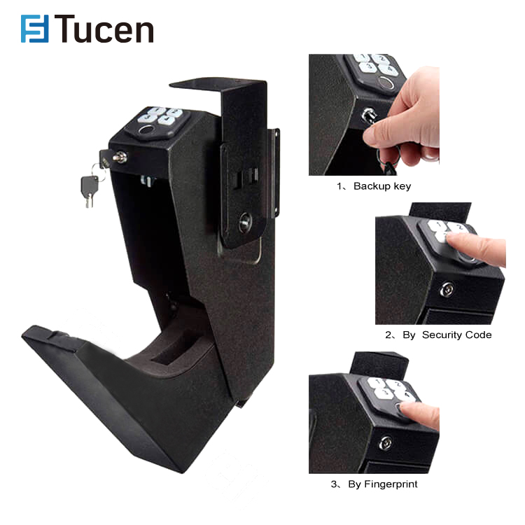 QV0101E SafeTucen Quick Access Handgun Biometric Fingerprint Under Desk Safe Box