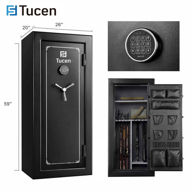 Tucen GSF0100M Series 24-Gun Storage Quick Access Electronic Fireproof Treadlock Rifle Gun Safe Cabinet