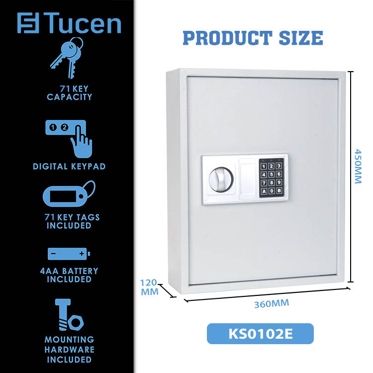 Tucen KS0100E Electronic Key Safe With Key Lock for Home,Office