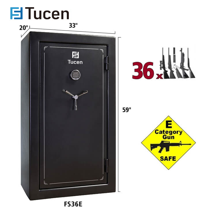 Tucen GSF0100E Series Large Luxury Vault Rifles Fireproof Gun Automatic Safe Deposit Box For 36 Guns Home