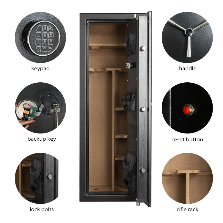 Tucen FA140YL Fireproof Cabinet Gun Safes for 12 Rifles