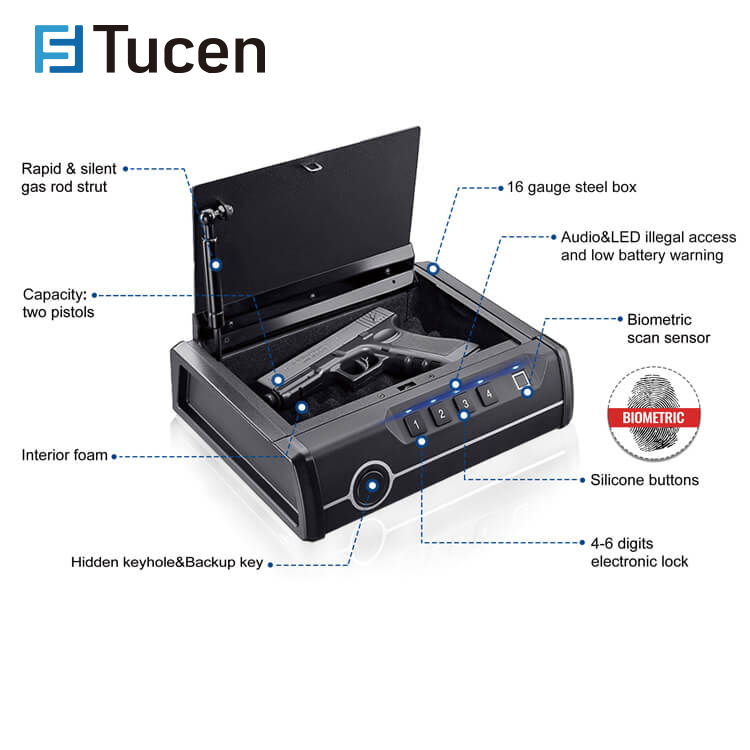 PS1201E Tucen Amazon Firearm Safety Device Gun Safe Box Hidden Portable Hand Gun Pistols Safes